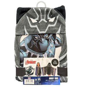 Marvel Avengers Black Panther Hooded Towel 22" X 51" 100% Cotton For Kids Franco
